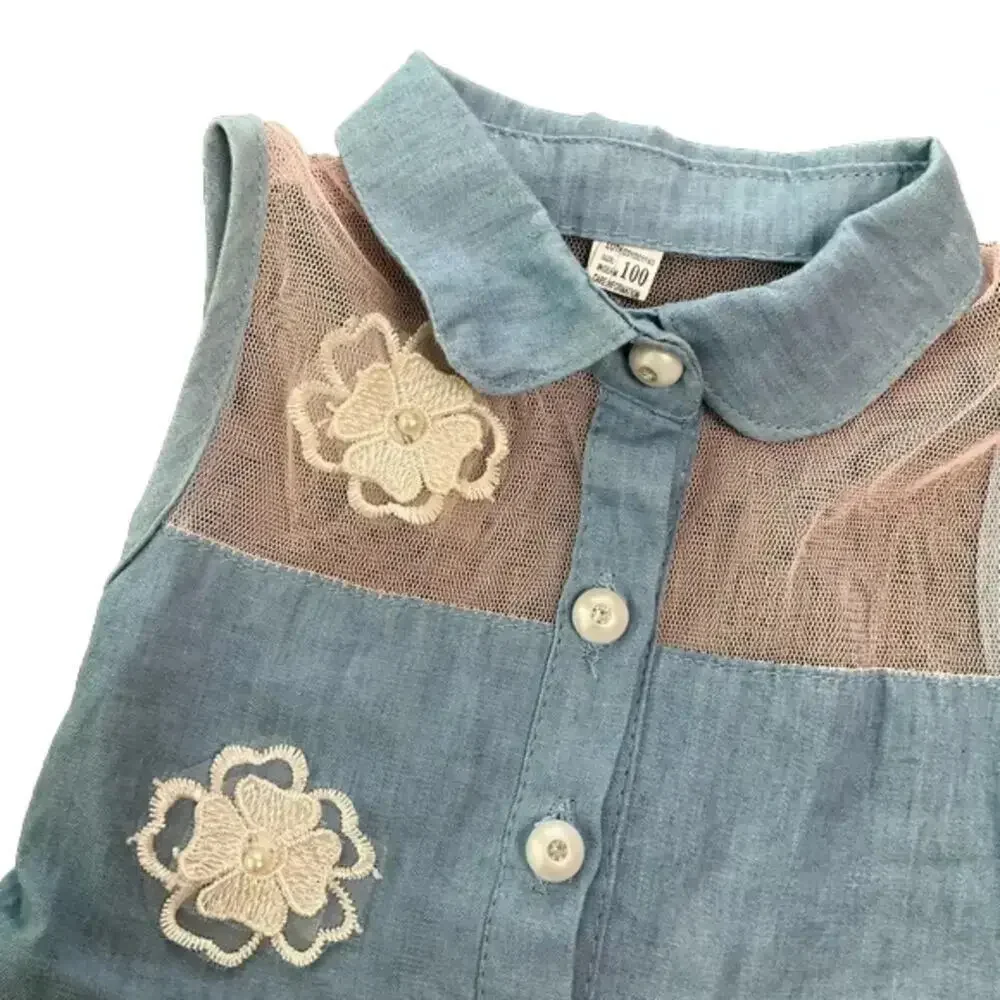 Girls Dress Pink Blue Tutu Sleeveless Flower Dress Size 3T